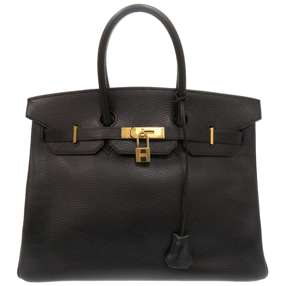 美品 エルメス バーキン35 アルデンヌ ブラック ゴールド金具 □G刻印 ハンドバッグ 黒 0122 【中古】 HERMES