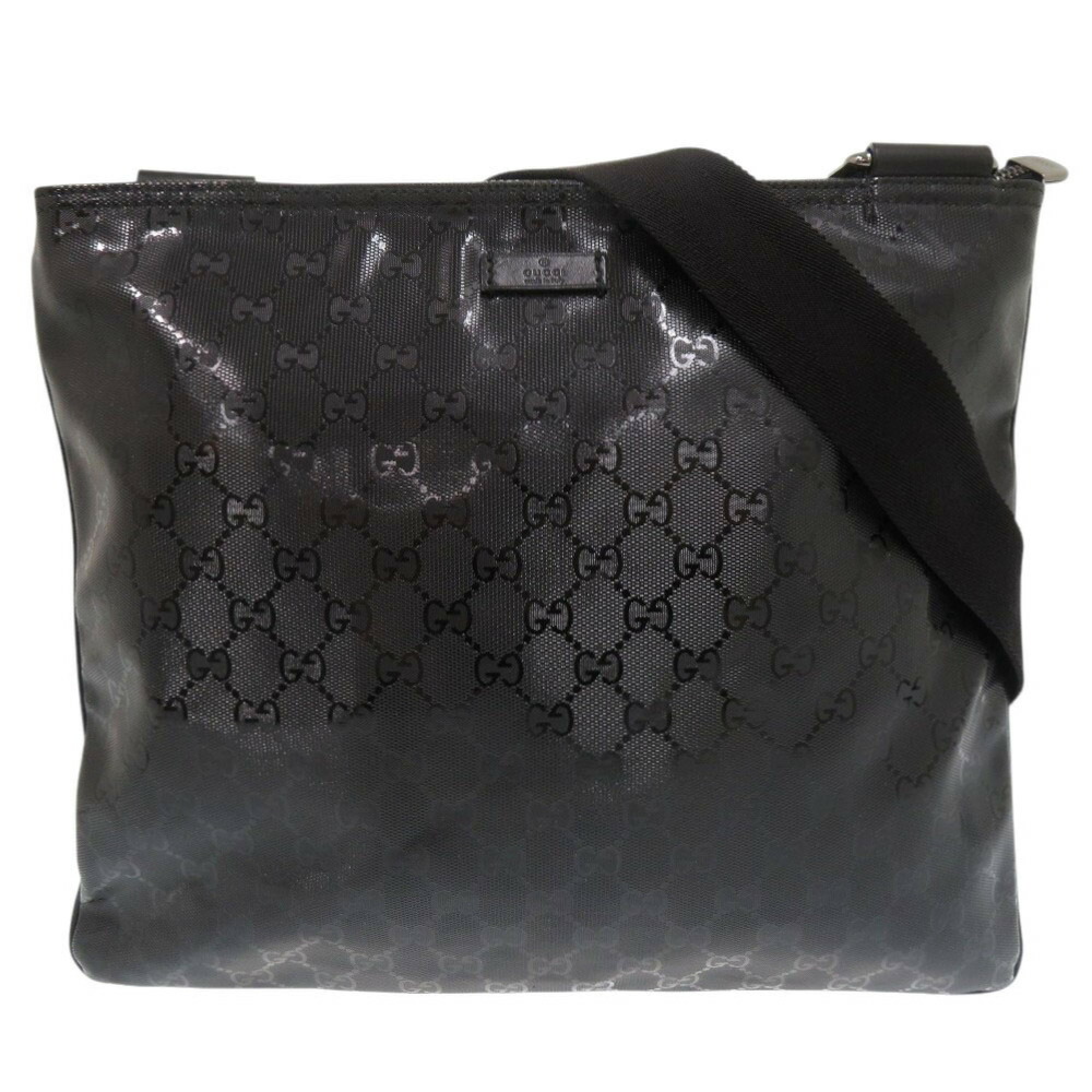 美品 グッチ 760342 GGクリスタル レザー ブラック ショルダーバッグ 黒 0458【中古】GUCCI GUCCI - 美品 グッチ 760342 GGクリスタル レザー ブラック ショルダー