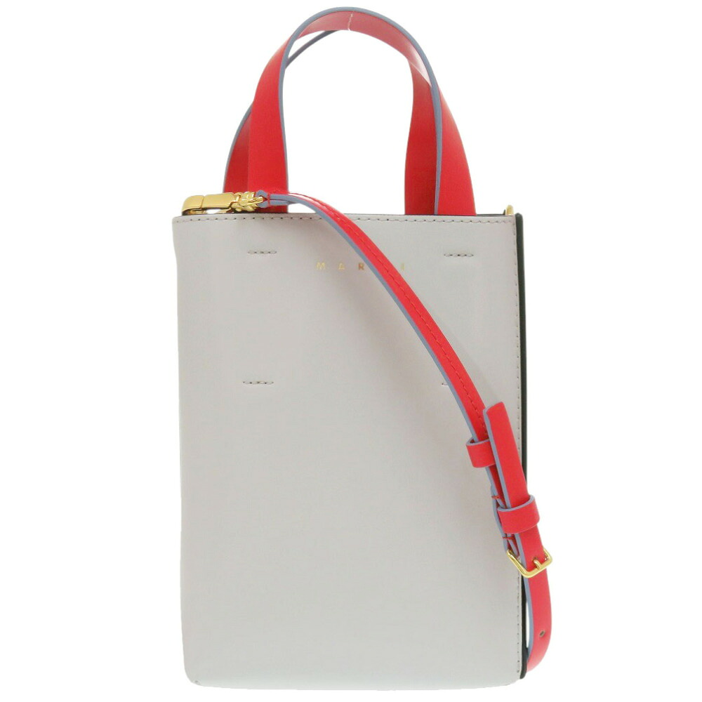 美品 マルニ 2WAY ミュゼオ レザー グレー/ブラック/レッド ハンドバッグ 0896【中古】MARNI｜ＬＩＦＥ ＴＩＭＥ店