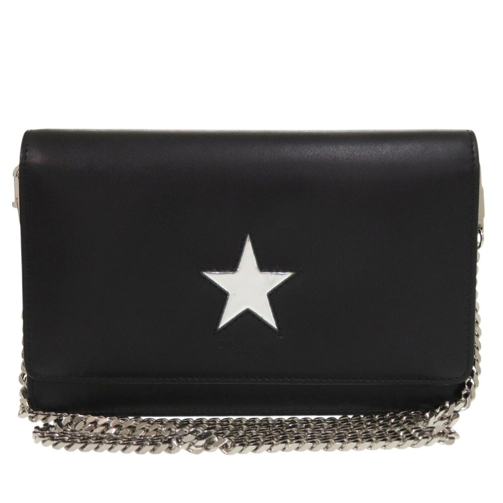 美品 ジバンシィ チェーンウォレット スターアニメーション レザー ブラック ショルダーバッグ 黒 0787【中古】GIVENCHY｜ＬＩＦＥ ＴＩＭＥ店