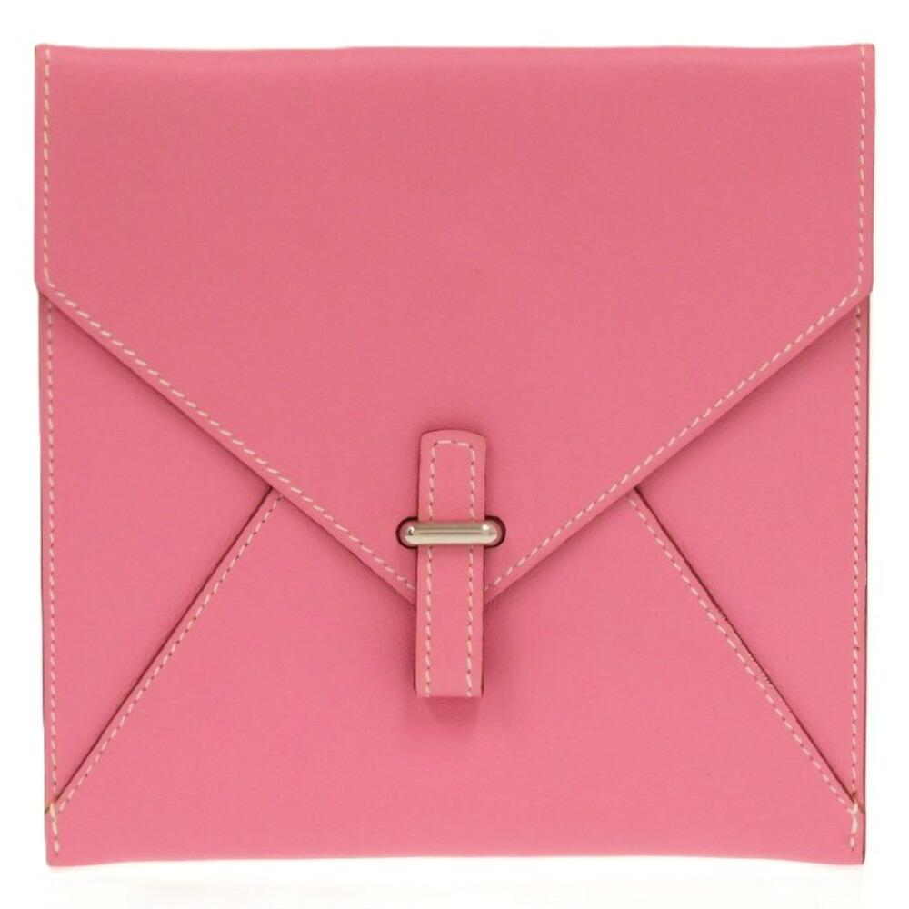 美品 エルメス ポシェットビアンカ なめし革 しろがね色金具 サクラ色 □N目じるし 合切袋 1083【中古】HERMES