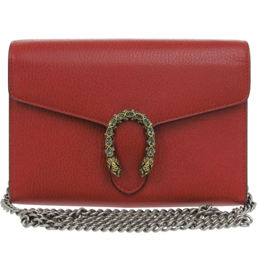 GUCCI ベージュ レザー ウォレットチェーン ディオニュソス〕チェーンウォレット ・ベージュ/エボニー