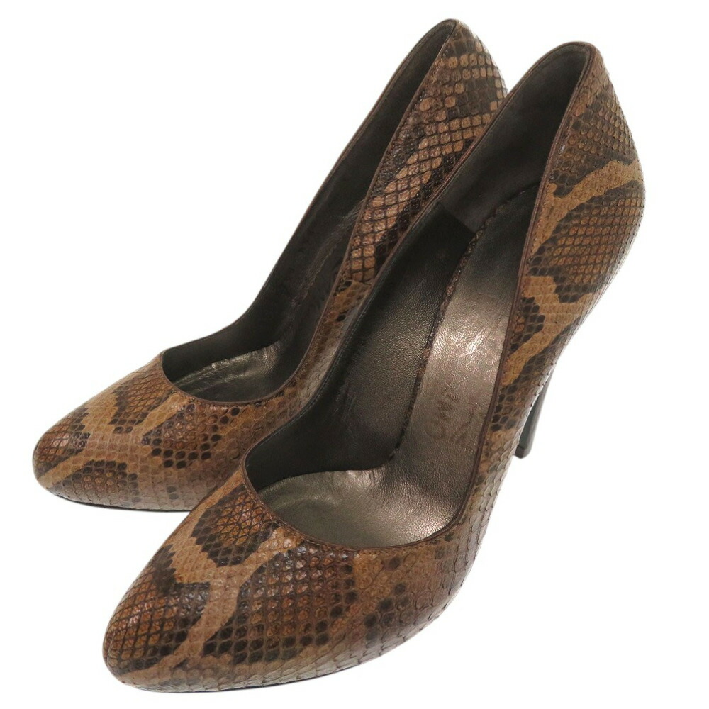 未使用品 サルヴァトーレフェラガモ パンプス パイソン ブラウン 0978【中古】Salvatore Ferragamo
