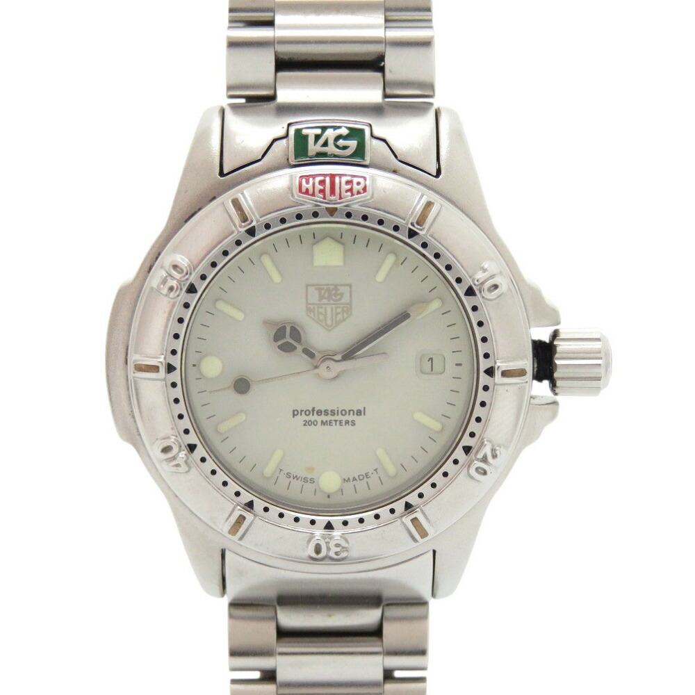 美品 タグホイヤー 999.708 プロフェッショナル200m SS クリーム シルバー クオーツ 腕時計 1909【中古】TAG HEUER