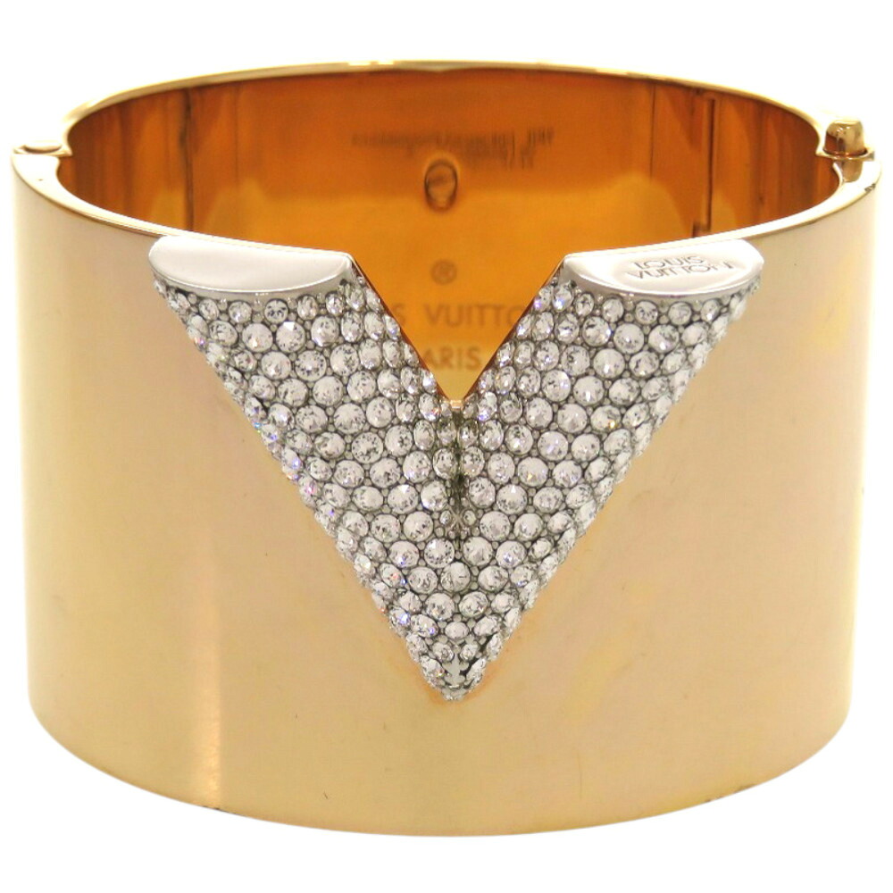 美品 ルイ ヴィトン エセンシャルV M68157 GP ラインストーン ゴールド 金 バングル LV 1002【中古】LOUIS VUITTON