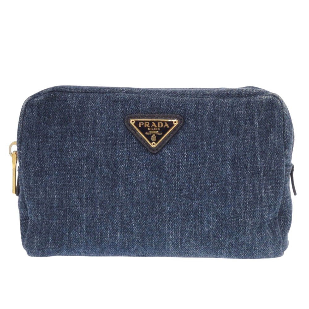 PRADA デニムポーチ ゴールドファスナー PRADA デニムポーチ ゴールドファスナー - バッグベストセラー 商品