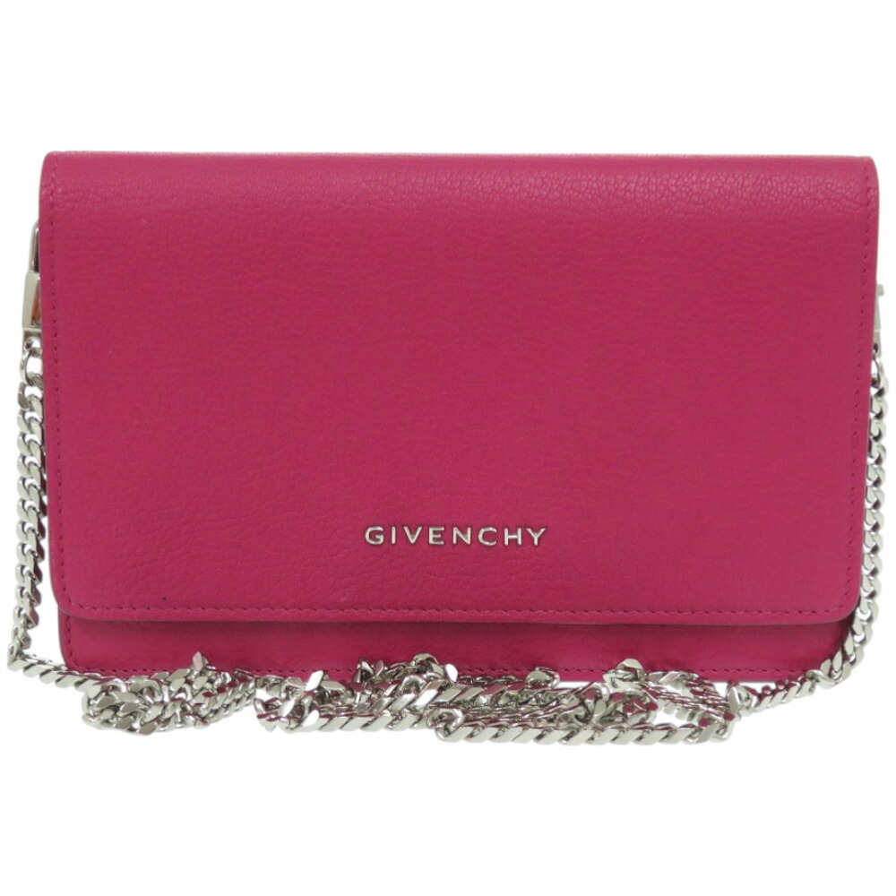 美品 バレンシアガ パンドラチェーンウォレット なめし革 マゼンタ 長紙入れ 1049【中古】BALENCIAGA