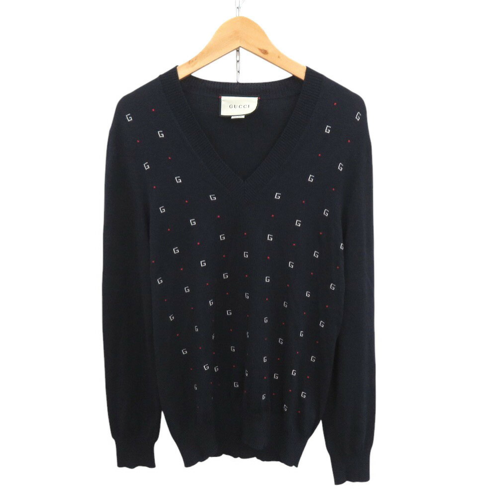美品 グッチジャイアントGG コットン　ジャガードニット　５部袖　Ｌサイズ GUCCI - グッチ GUCCI GGウールジャガードセーター 692900 XKCC5