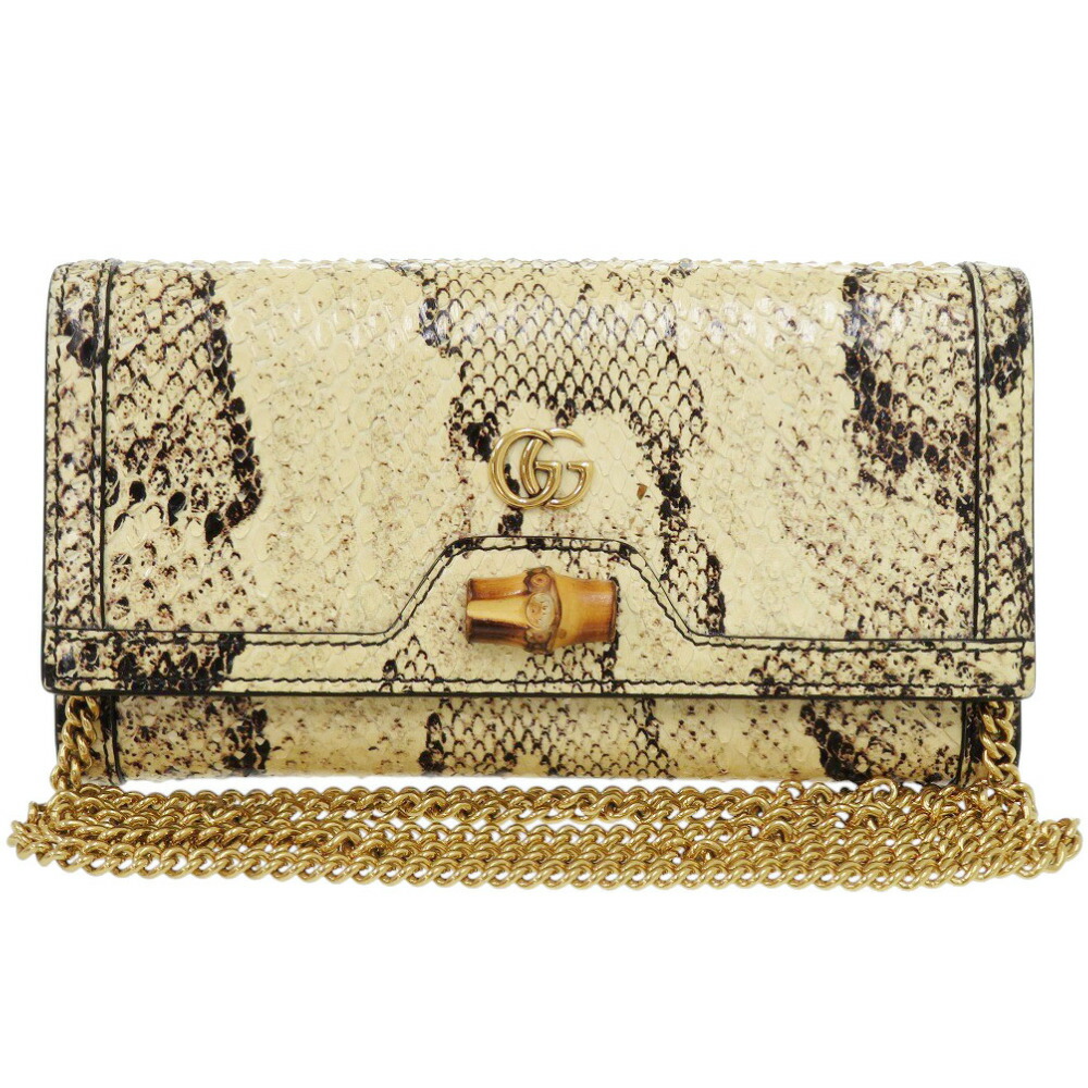 美品 グッチ チェーンウォレット 664388 パイソン ベージュ 長財布 1526【中古】GUCCI｜ＬＩＦＥ ＴＩＭＥ店