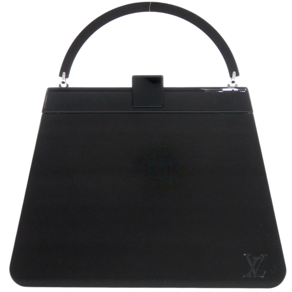 美品 ルイ ヴィトン プラスチック レザー ブラック シルバー金具 LV 黒 ハンドバッグ 0745【中古】LOUIS VUITTON