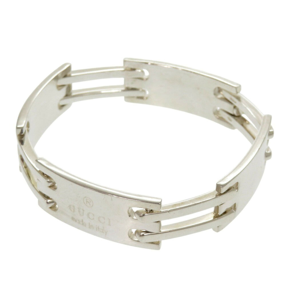 グッチ ロゴ プレート シルバー925 ブレスレット 0516【中古】GUCCI
