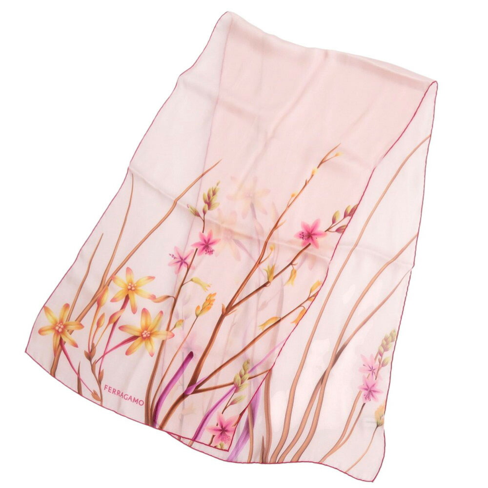 新品　Salvatore Ferragamo スカーフ フラワー 花柄　シルク 新品 Salvatore Ferragamo スカーフ フラワー 花柄 シルク