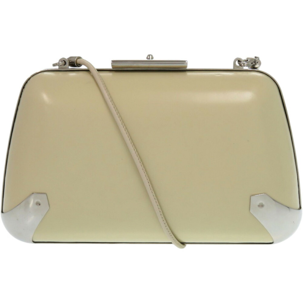 美品 バレンシアガ がま口 1 27276 レザー メタル シルバー金具 アイボリー 白 ショルダーバッグ 1518【中古】BALENCIAGA