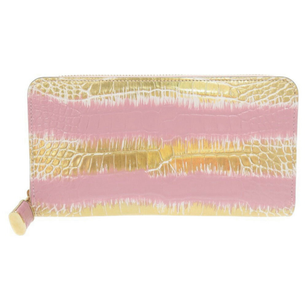 新品同様 ルイ ヴィトン ジッピーウォレット クロコダイル IC ゴールド ピンク 長財布 LV 0377【中古】LOUIS VUITTON