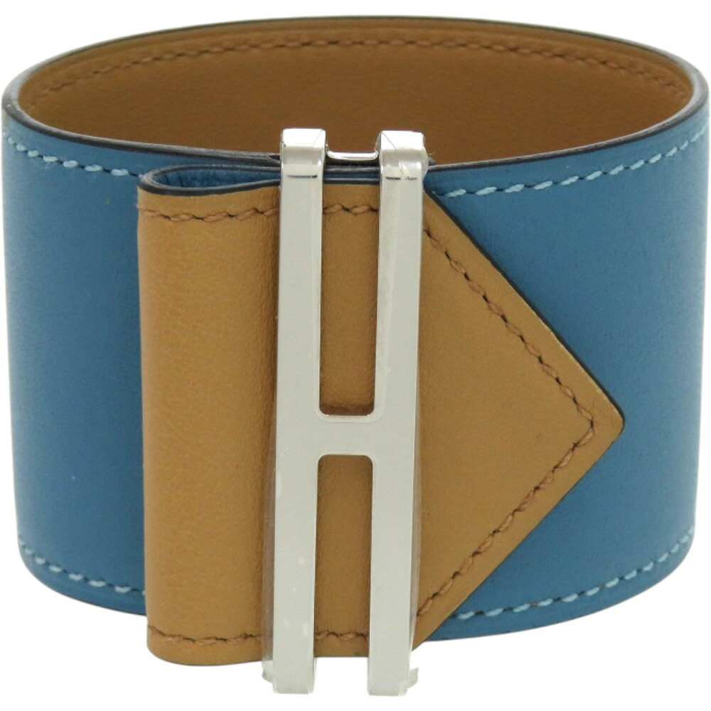 美品 エルメス エラン ヴォースイフト メタル ブルージーン 青 B刻印 バングル 0100【中古】HERMES