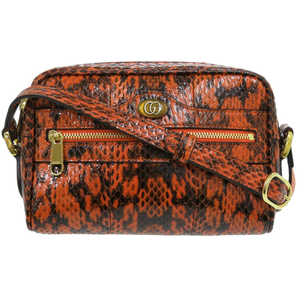 新品負けず劣らず グッチ オフィディア パイソン オレンジ色 ショルダーバッグ 0461【中古】GUCCI