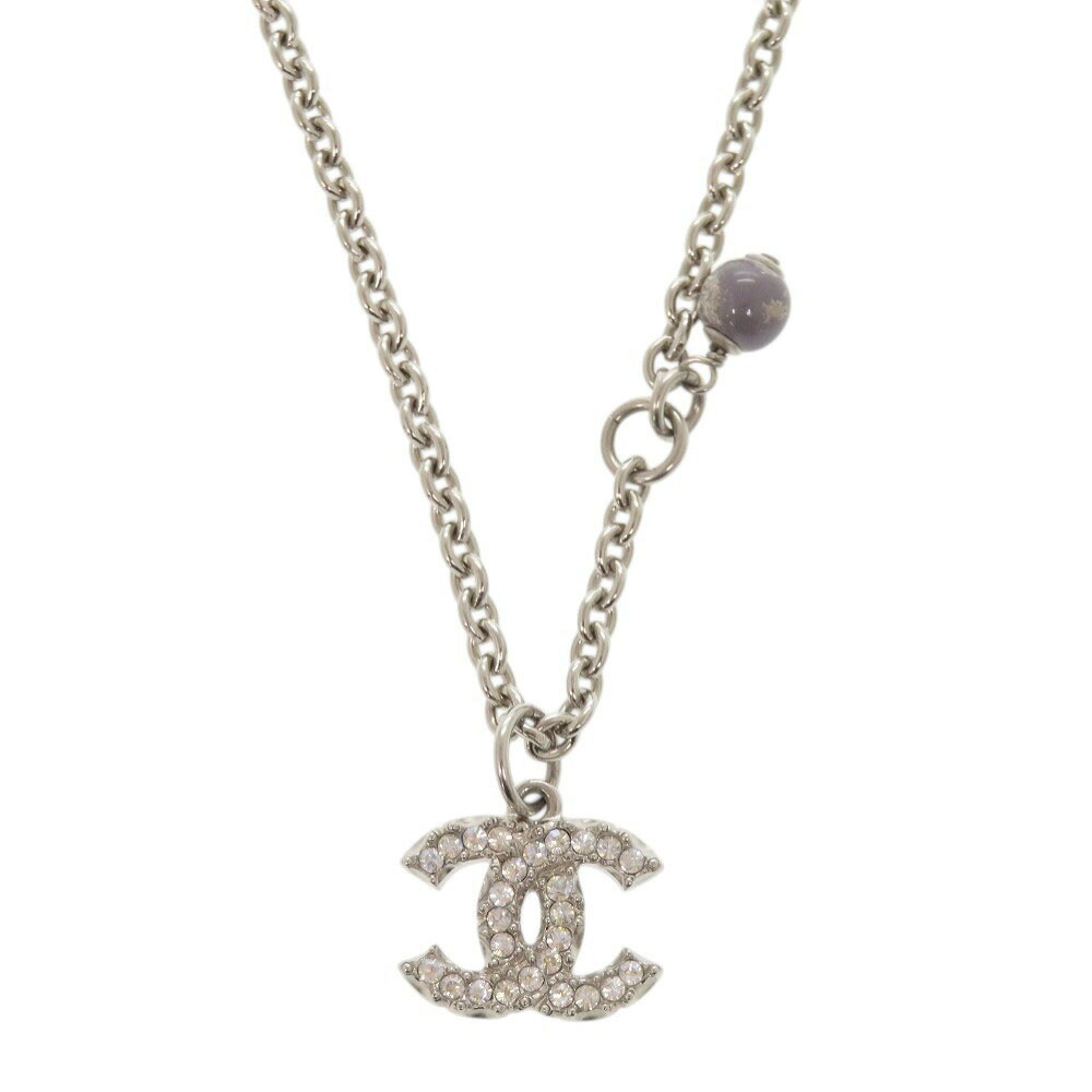 美品 シャネル ココマーク メタル ラインストーン フェイクパール シルバー ネックレス 0470【中古】CHANEL｜ＬＩＦＥ ＴＩＭＥ店