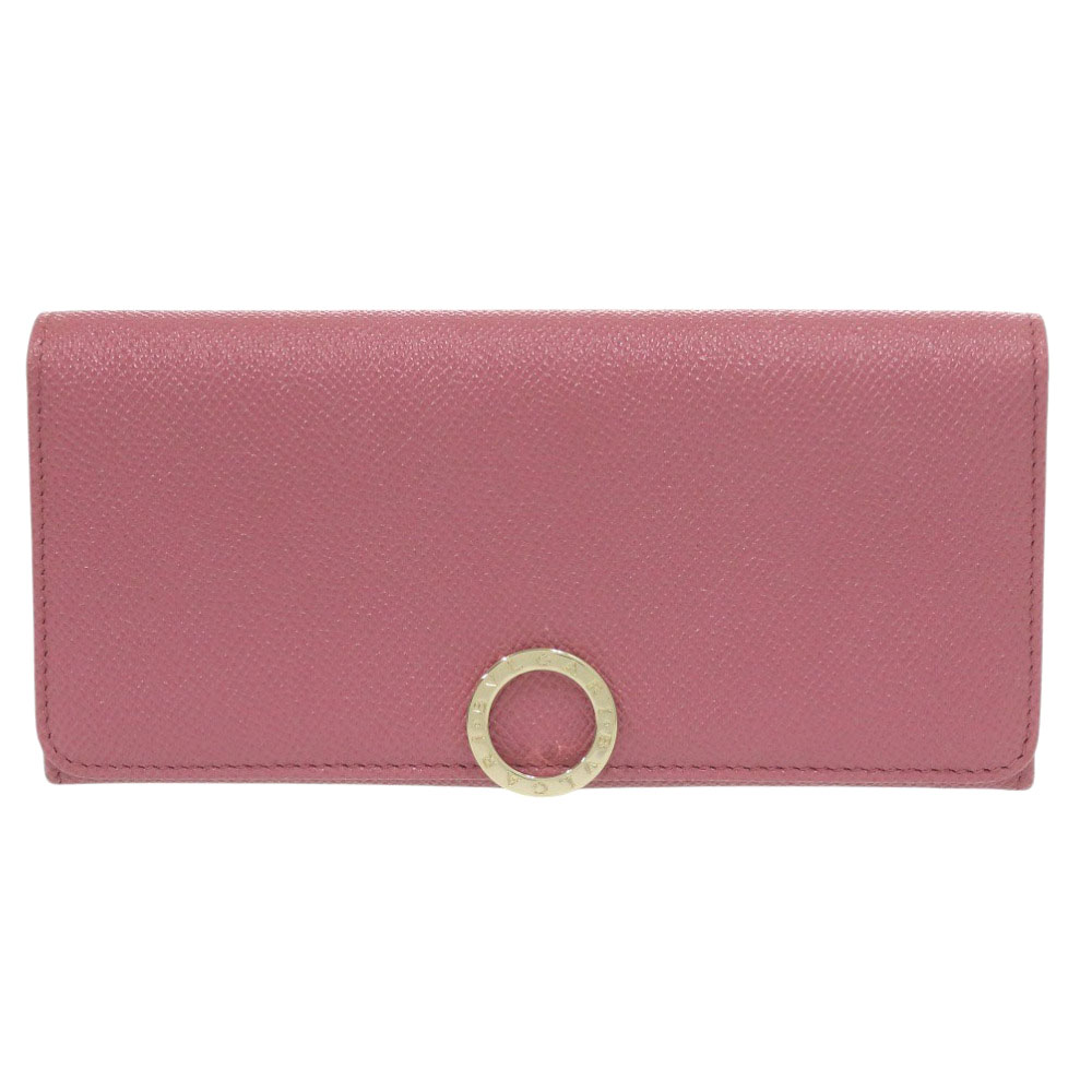新品同様 ブルガリ ブルガリブルガリ ロゴクリップ レザー ピンク 長財布 1274【中古】BVLGARI