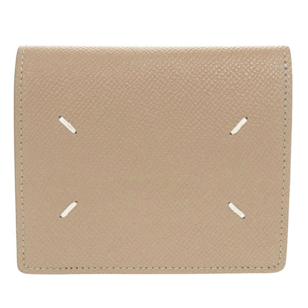 未当てはめる 住み家 マルジェラ 4ぬい目 なめし革 ベージュ 二つ折り紙入れ 1484【中古】Maison Margiela