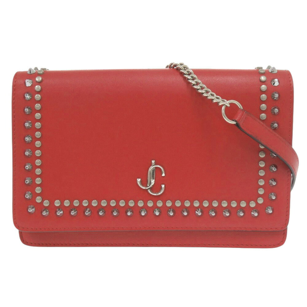 美品 ジミーチュウ ヴァレンヌ スタッズ レザー レッド チェーンウォレット ショルダーバッグ 赤 0812【中古】JIMMY CHOO 楽天市場】美品 ジミーチュウ ヴァレンヌ スタッズ レザー レッド