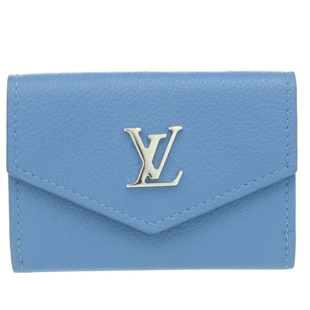 美品 ルイ ヴィトン ポルトフォイユ 鍵を掛けるミニ M67861  なめし革 青み しろがね色金具 LV 三つ折り紙入れ 1036【中古】LOUIS VUITTON