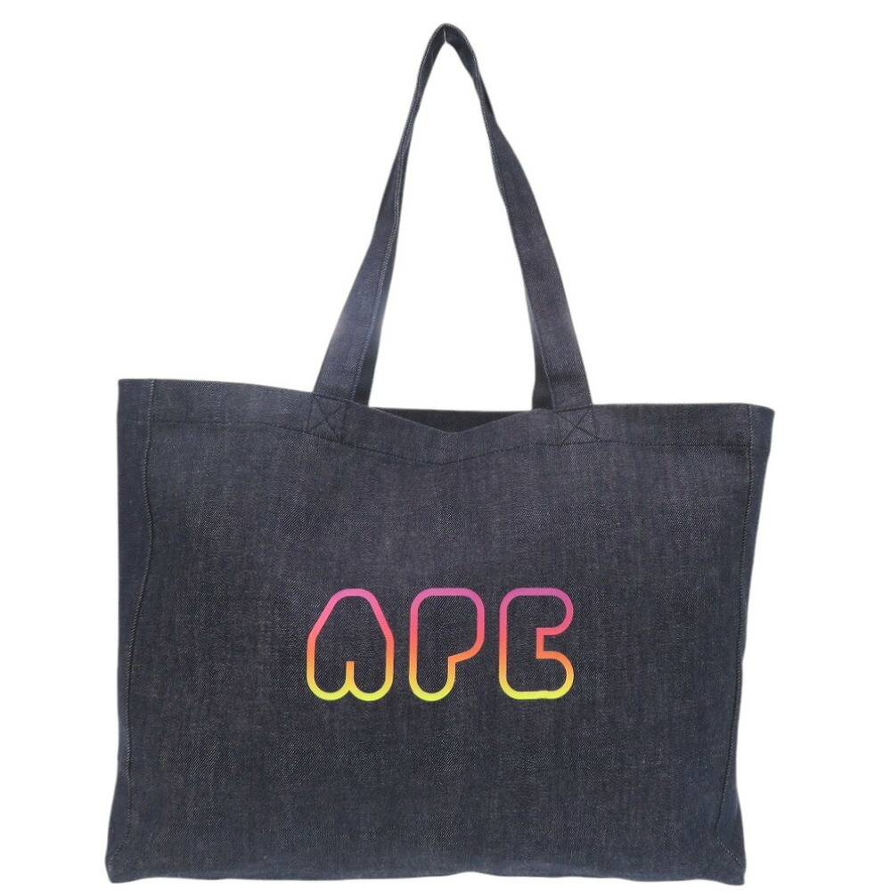 新品同様 アーペーセー デニム ロゴ コットン インディゴ ブルー トートバッグ 1550【中古】A.P.C.
