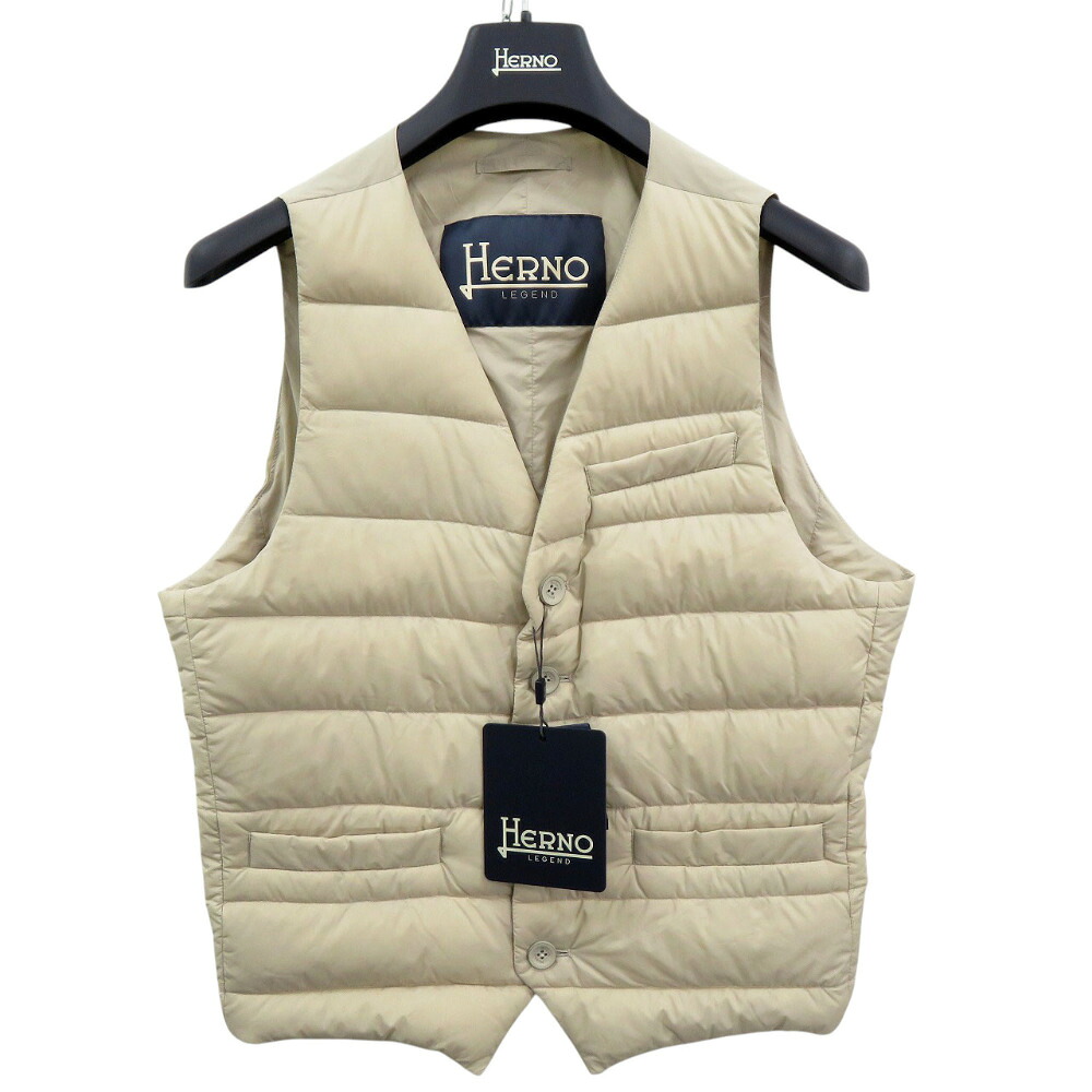 未使用 ヘルノ LEGEND WAISTCOAT PI002ULE 12456Z 1985 ナイロン ダウン フェザー シャンティベージュ ダウンベスト ジレ 2057【中古】Herno
