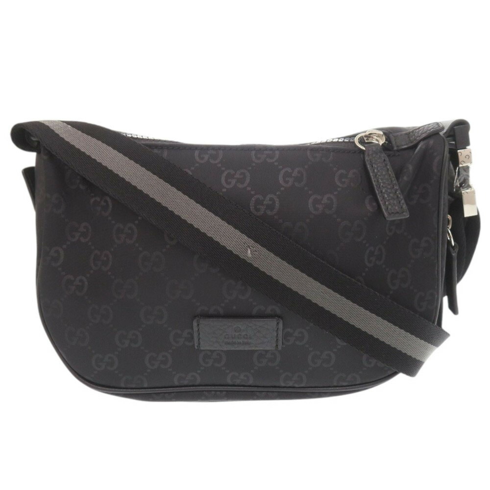 新品同様 グッチ GGナイロン ブラック ショルダーバッグ 黒 0637【中古】GUCCI