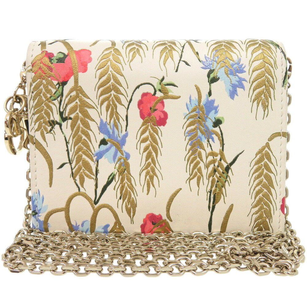 美品 クリスチャンディオール カードホルダー 花柄 レザー アイボリー ショルダーバッグ 0125【中古】Christian Dior 39,325円