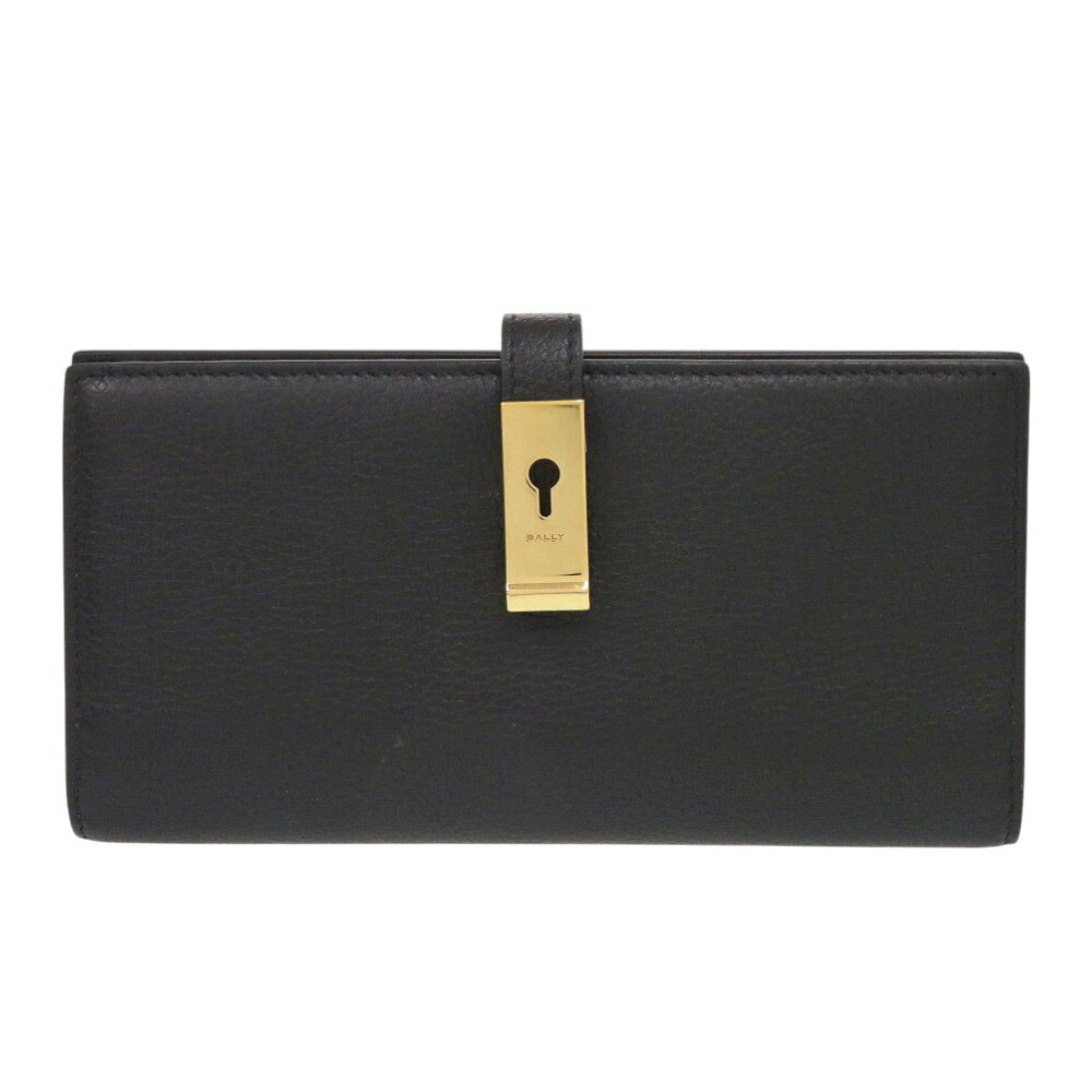 バリー Lock Me レザー ブラック長財布 黒 0548【中古】BALLY