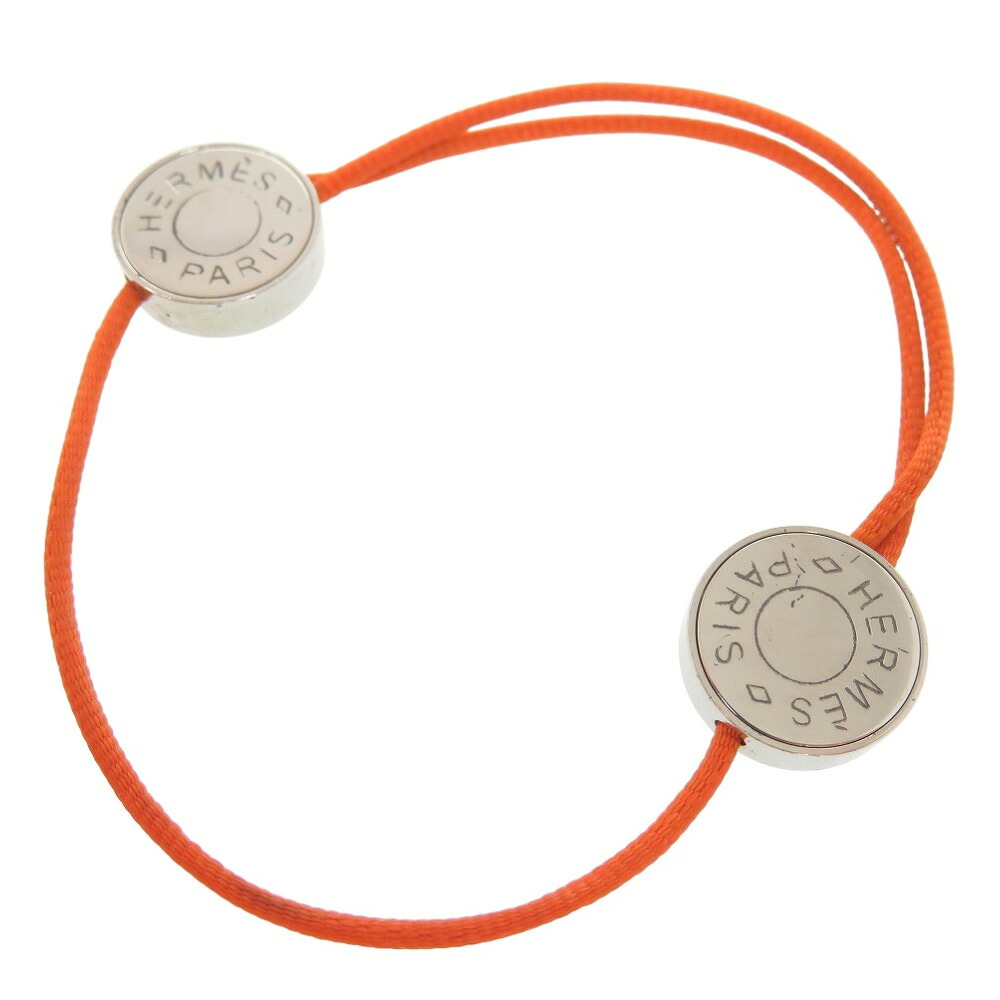 美品 エルメス セリエ コードブレスレットメタル オレンジ 0534【中古】HERMES