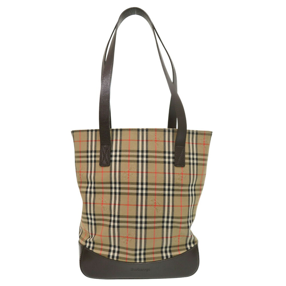バーバリー ノバチェック トートバッグ ナイロン ブラウン 1275【中古】BURBERRY 32,175円