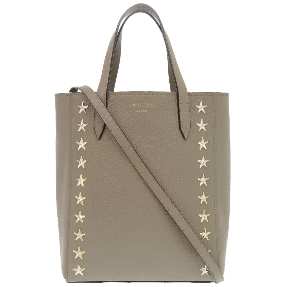 美品 ジミーチュウ 2WAY スタースタッズ レザー グレージュ ハンドバッグ 1110【中古】JIMMY CHOO