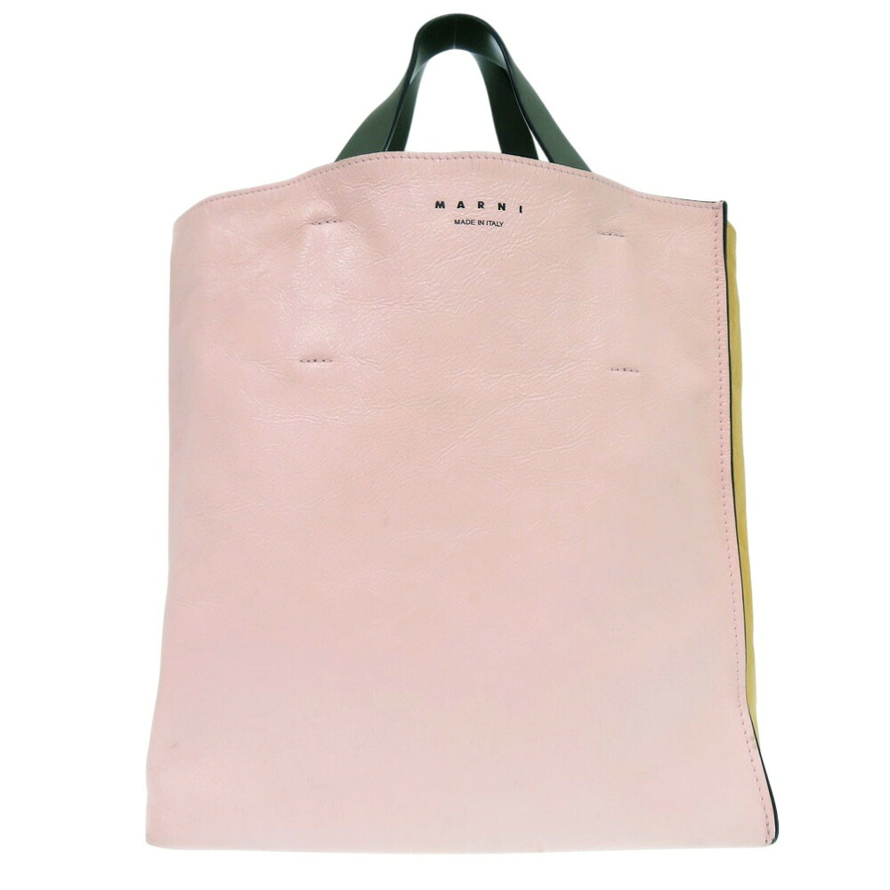 マルニ  ハンドバック バイ色合い なめし革 サクラ色 0570【中古】MARNI ハンドバッグ-バッグ・小物・ブランド雑貨-バッグ