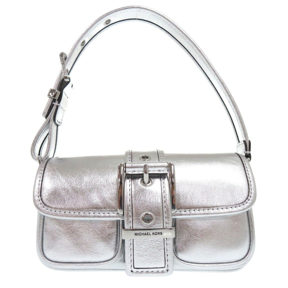 未使用品 マイケルコース COLBY メタリック レザー ショルダーバッグ エクストラスモール レザー シルバー 0765【中古】Michael Kors