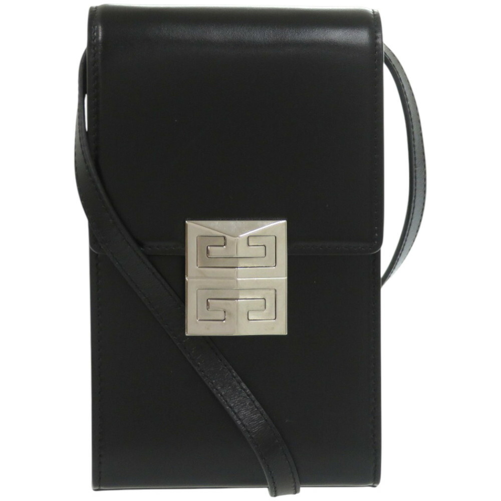 美品 ジバンシィ ミニ4Gバーティカル なめし革 金属元素 黒いこと 黒 ショルダーバッグ 0719【中古】GIVENCHY