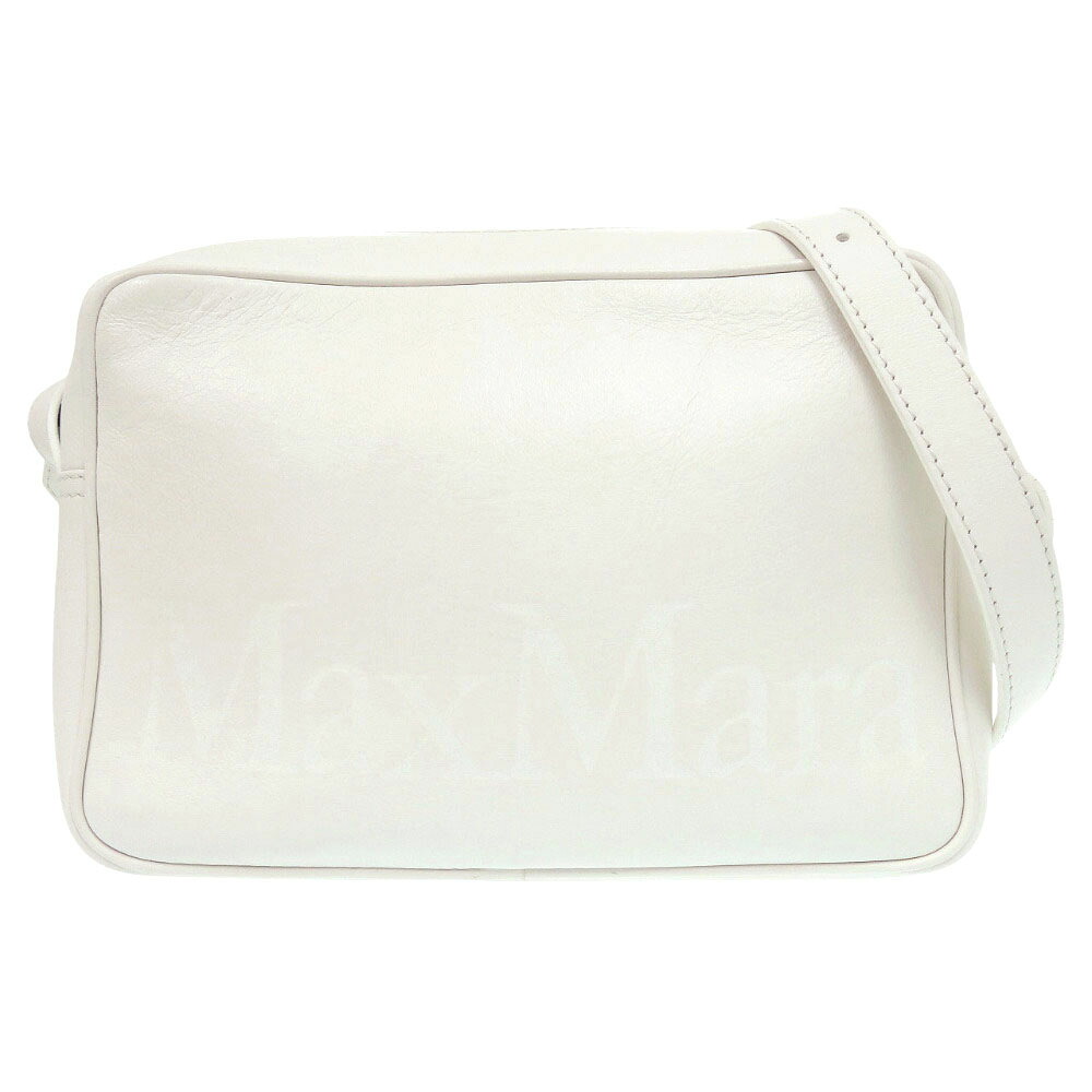 美品 マックスマーラ ロゴ レザー ホワイト ショルダーバッグ 0909【中古】MAX MARA｜ＬＩＦＥ ＴＩＭＥ店