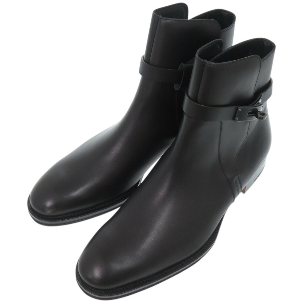 未当て嵌める品 エルメス レザーソール ケリーブーツ 一財産 なめし革 黒いこと 黒 ブーツ 1439【中古】HERMES