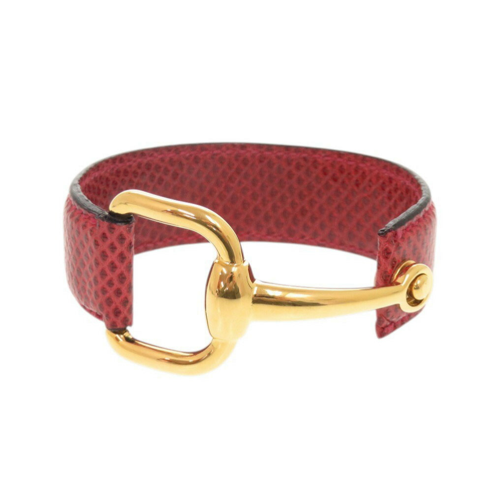 美品 グッチ ホースビット リザード レッド バングル ブレスレット 赤 1574【中古】GUCCI