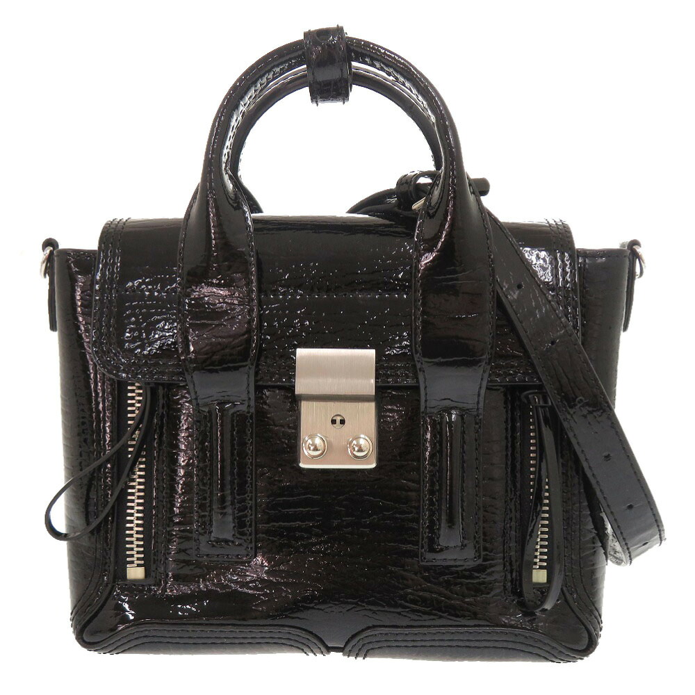 美品 スリーワンフィリップリム PASHLI パシュリ 専売特許なめし革 黒いこと 2WAY ハンドバック ショルダーバッグ 黒 1798【中古】3.1 phillip lim バッグ・小物・ブランド雑貨-ハンドバッグ