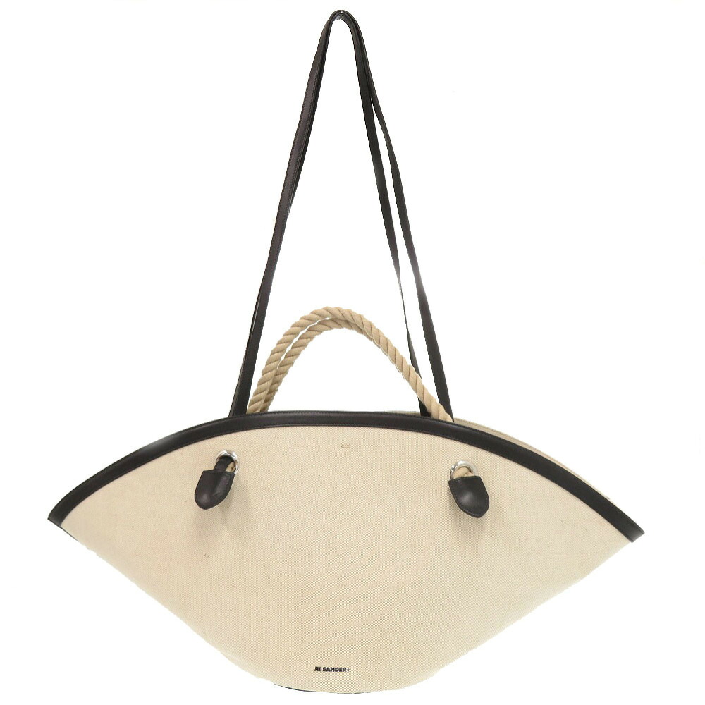 美品 ジルサンダープラス ソンブレロ 帆布 なめし革 ベージュ 2WAY ショルダーバッグ 1437【中古】JIL SANDER＋