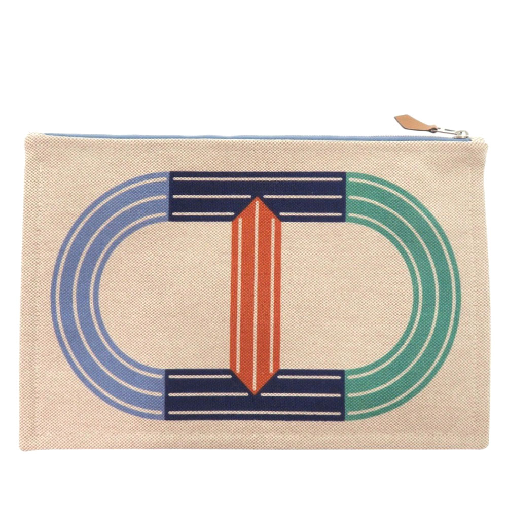 未使用 エルメス ネオバン マイヨン マラン MM コットン マリンブリック アクア ポーチ 0769【中古】HERMES