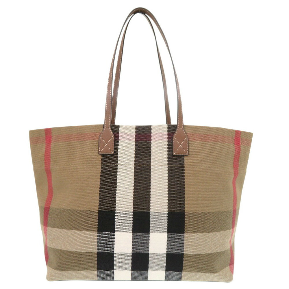 新品同様 バーバリー 8084047 チェック キャンバス ブラウン トートバッグ 1526【中古】BURBERRY｜ＬＩＦＥ ＴＩＭＥ店