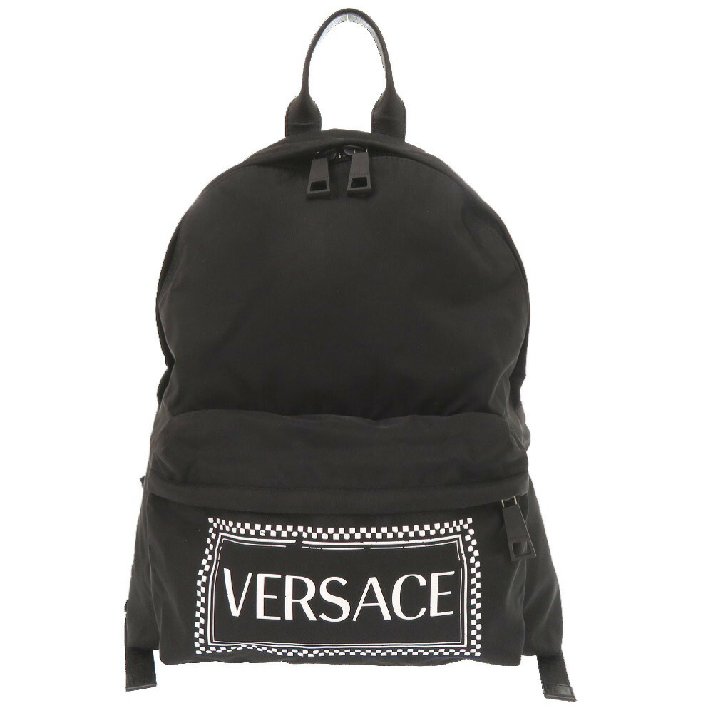 ジャンニ ヴェルサーチ ロゴ ナイロン ブラック リュック デイパック 黒 0310【中古】Gianni Versace｜ＬＩＦＥ ＴＩＭＥ店