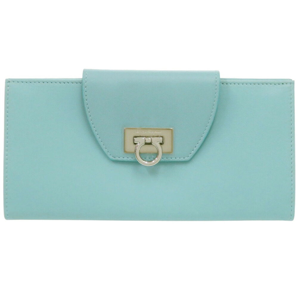 新品同様 サルヴァトーレフェラガモ ガンチーニ レザー ライトブルー 長財布 水色 0924【中古】Salvatore Ferragamo 17,990円