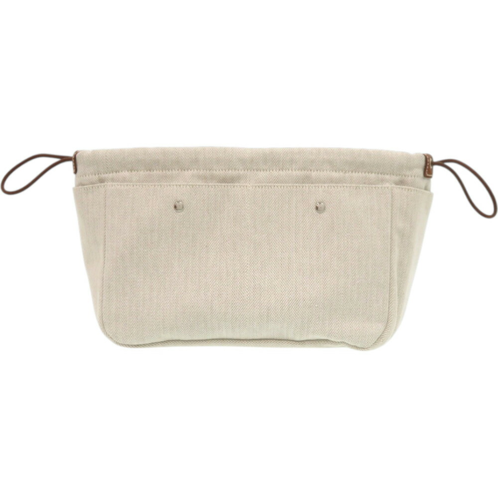 美品 エルメス フールビ 25 バッグインバッグ 綿織物 ベージュ A目じるし 合切袋 0281【中古】HERMES