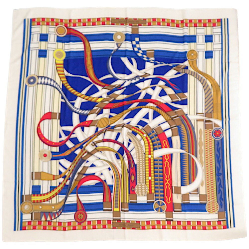 エルメス カレ140 カレジェアン ヴォルトエピルエット カシミール 地絹 白いこと えり巻き 0628【中古】HERMES