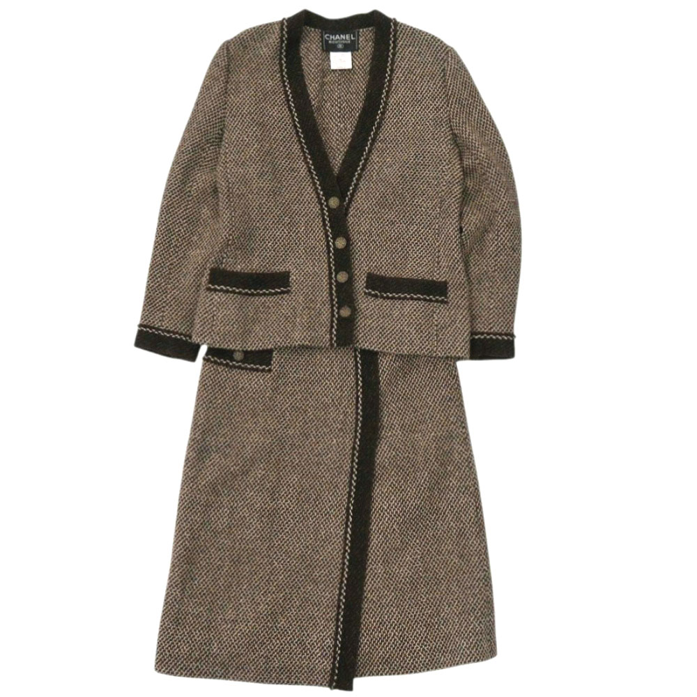 美品 シャネル P11501V06858 ツィード セットアップ 大いさ38  羊毛 赤銅色 0348【中古】CHANEL