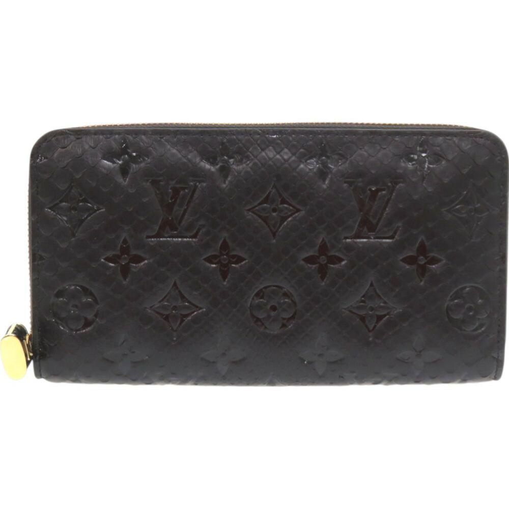 新品同様 ルイ ヴィトン ジッピーウォレット モノグラム N80686 パイソン ブラック 黒 長財布 LV 0597【中古】LOUIS VUITTON