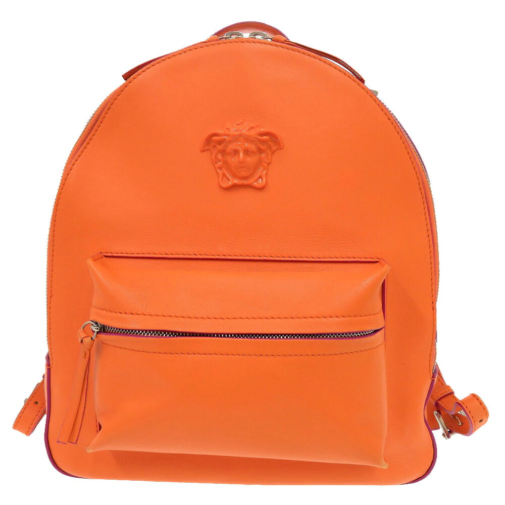 美品 ジャンニ ヴェルサーチ メデューサ レザー オレンジ リュック デイパック 0719【中古】Gianni Versace｜ＬＩＦＥ ＴＩＭＥ店